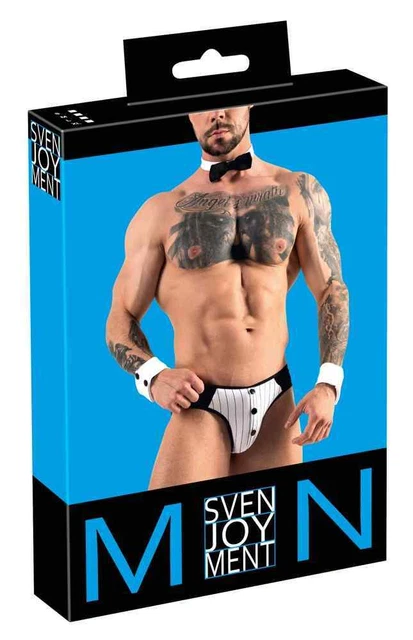 Costume da cameriere uomo Svenjoyment Jockslip S - XL nero bianco black white