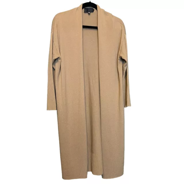 Nili Lotan Cardigan Women's OS Cashmere Duster Open Front Long Line in Camel