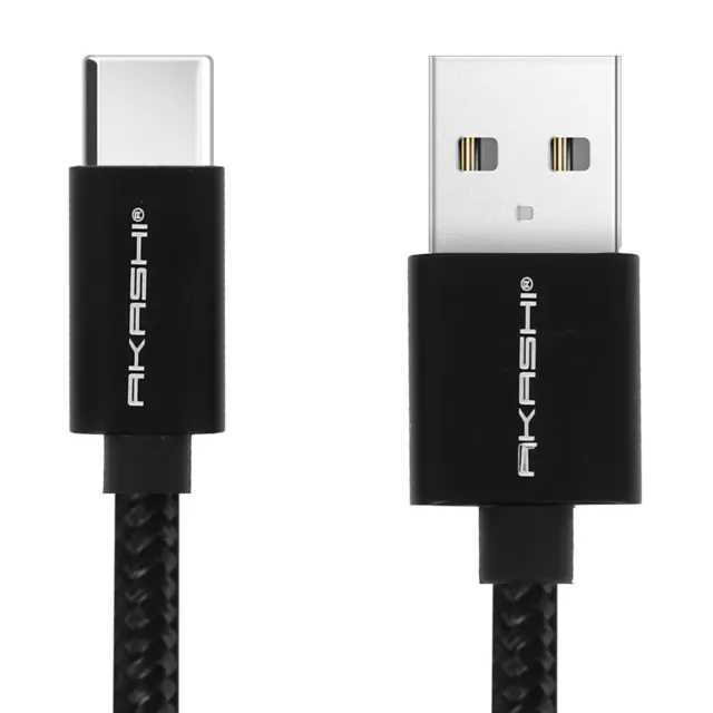 Câble USB vers USB type C Nylon Ultra-résistant 1m - Akashi - Noir