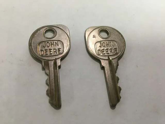 Vintage Pair Genuine OEM Keys For John Deere Tractors and Mowers Stamped "A"