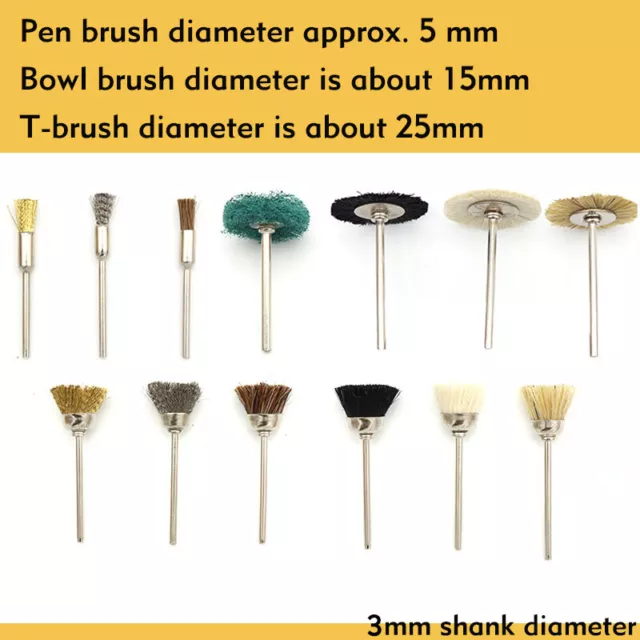 Taza cepillo vástago herramienta apto para vástago Dremel de 3 mm