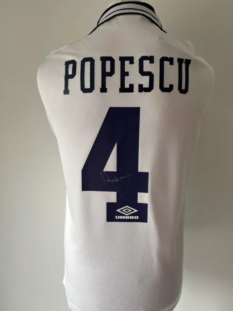 Signed GHEORGHE POPESCU Shirt - Tottenham Hotspur - Proof/COA