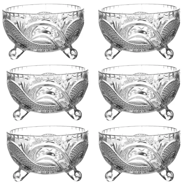 6 Piece Glass Footed Fruit Trifle Salad Dessert Dishes Serving Punch Bowls Set
