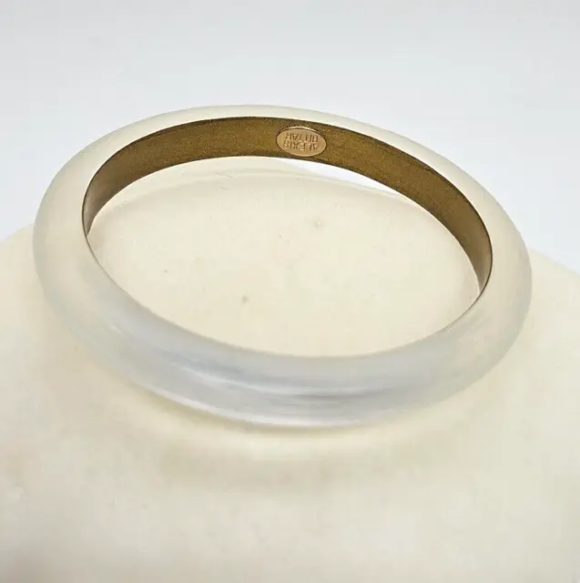 ALEXIS BITTAR Skinny Lucite Silver Gray Gold Frosted Bangle Bracelet S/M