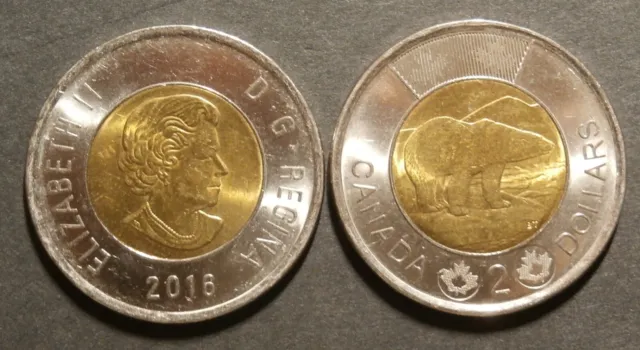 CANADA 2016 - $2 , Queen Elizabeth II / Polar Bear