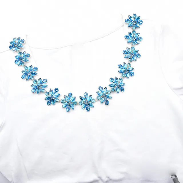 90cm Crystal Rhinestone Flower Trim Applique Motif DIY Wedding Dress Decor Craft 3