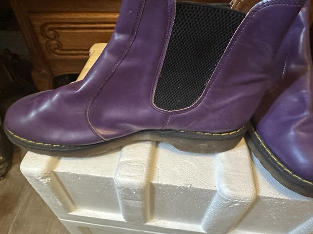 DR. DOC MARTENS 2976 Purple Leather Chelsea Slip-On Boots Men's 11 UK ...