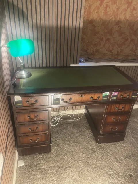 pedestal desk leather