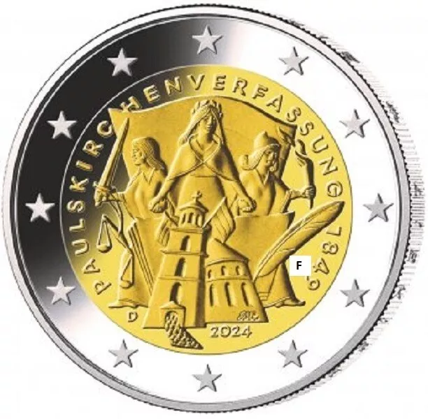 Allemagne 2 Euro Commémorative 2024 " Paulskirchenverfassung " Unc-Neuve - F