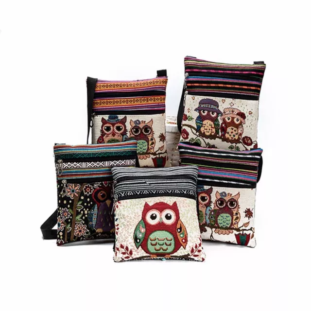 Embroidered Owl Tote Bags Women Shoulder Bag Handbags Postman Package