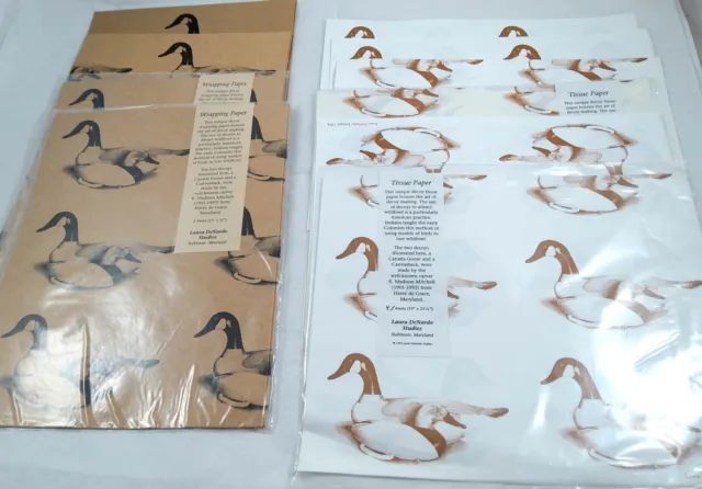 Vintage Wrapping & Tissue Paper Decoys R Madison Mitchell Goose Canvasback Havre