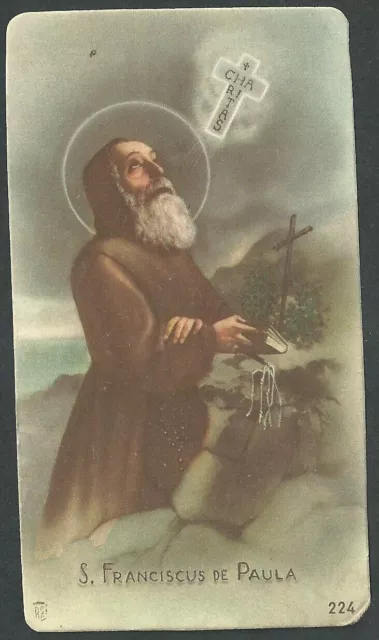 Antico Santino de San Francisco de Paula estampa image pieuse holy card