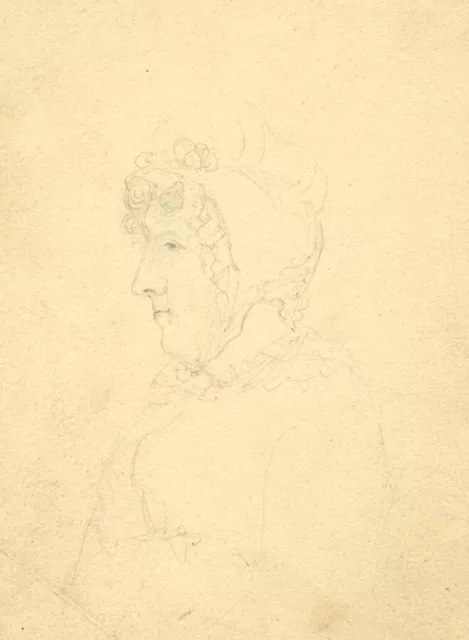 Woman in Bonnet Portrait Study – Original early 19th-century graphite drawing