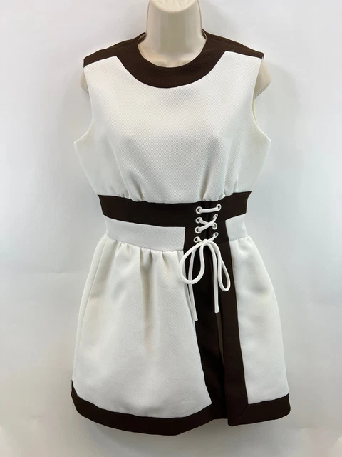 Vintage Howard Wolf Boutique Brown White Sleeveless Skort Mini Dress