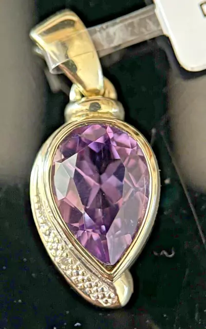 Gold Anhänger Mit Amethyst Und Diamant 585 Gelbgold 14 Karat Ketten Anhänger