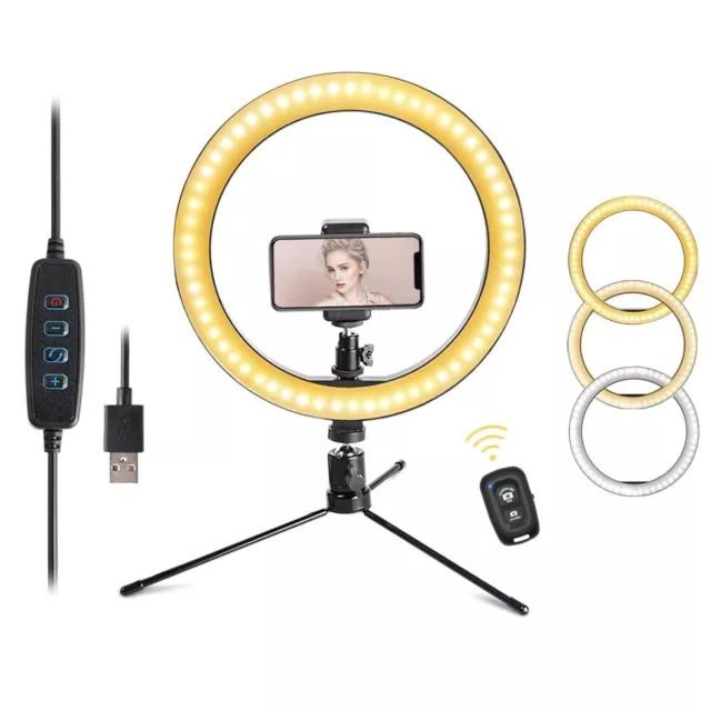 10” Selfie Ring Light LED Light with Remote Control Tripod Stand Phone Holder