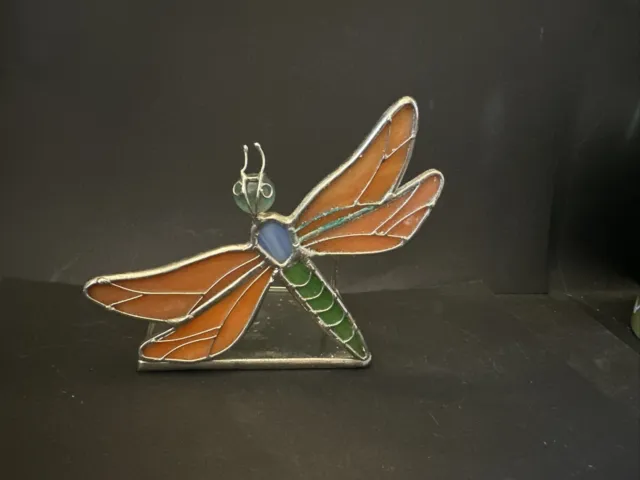 Dragonfly Stained Glass Votive Candle Tea Light Holder Suncatcher 5.5"