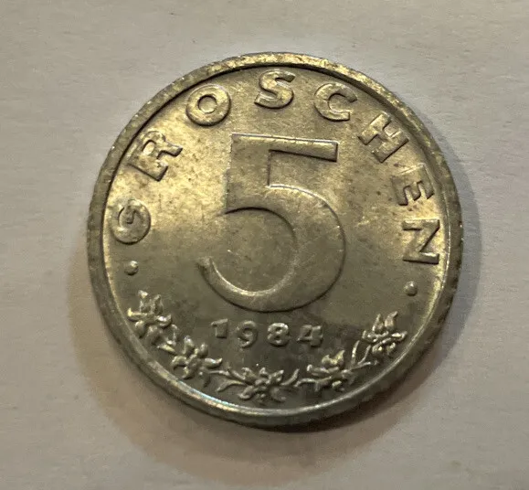 1968 Austria 5 Groschen Coin Zinc