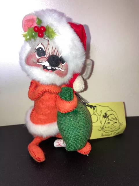 VTG 1987 Annalee Mobilitee 6.5" Santa Mouse Poseable Doll W/ Sack NWT Christmas
