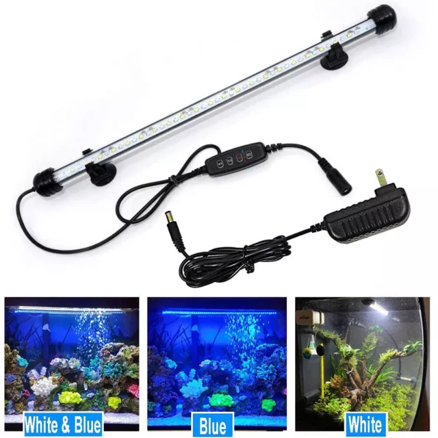 Aquarium Fish Tank LED Strip Light Submersible Pond Bar Light White/Blue Lamp US