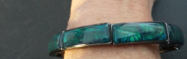 Lia Sophia Green Blue Peacock Mermaid Sea Ocean Water  Stretch Bangle Bracelet