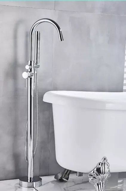 2-Handle Freestanding Claw Foot Tub Faucet with Hand Shower Polished Chrome