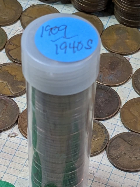 1 ROLL EARLY Dates  assortment 1909 - 1940  LINCOLN  WHEAT CENT  PENNY - P,D,S