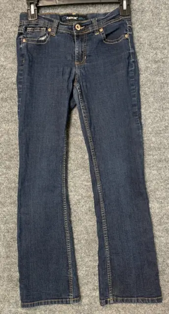 Jordache Girls Juniors Mid Rise Bootcut  Blue Jeans Size 12 slim 5 Pocket