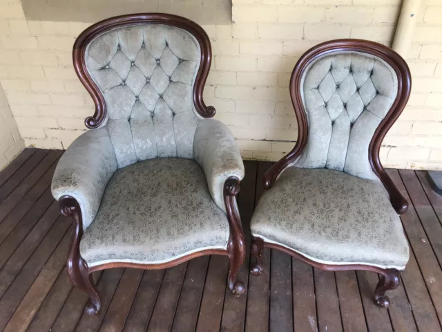 Antique grandfather and grandmother chairs