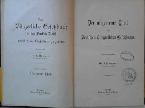 Der allgemeine Theil des Deutschen Bürgerlichen Gesetzbuchs. - Das Bürgerliche G