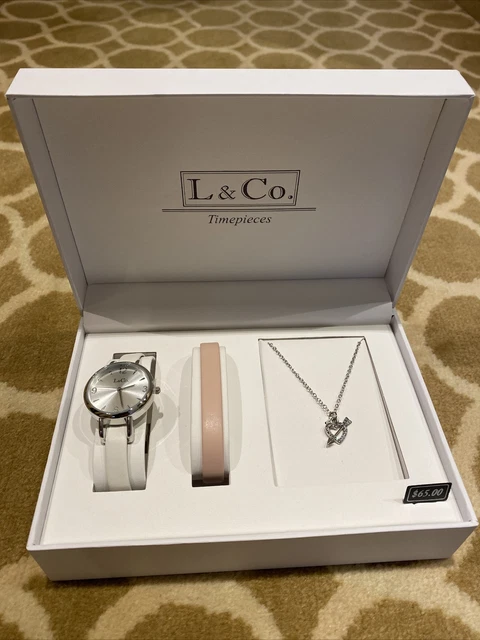 L & CO. Timepieces Ladies watch & jewellery gift set, RRP $65 White ...