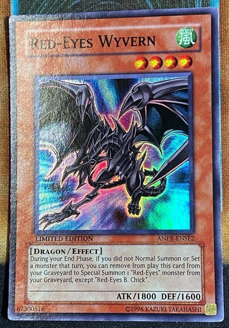 SUPER RARE Red-Eyes Wyvern Yugioh ANPR-ENSE2 Limited Edition Holo Dragon - LP