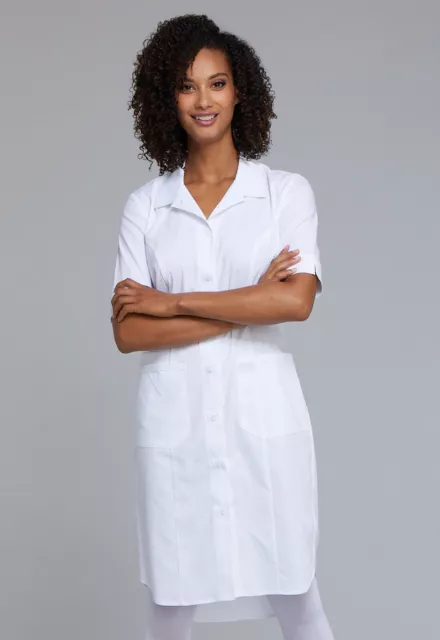 White Cherokee Scrubs Workwear Professionals Button Front Dress WW500 WHT