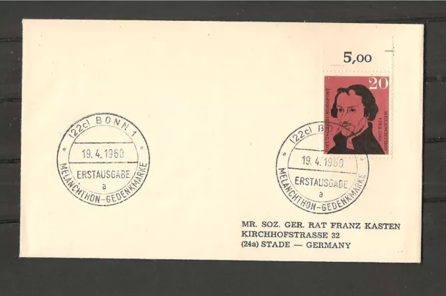 BRD FDC 1960 Mi.Nr.328 mit Oberrand, Gemälde von v. Lucas Cranach d. A.Gedenkmar