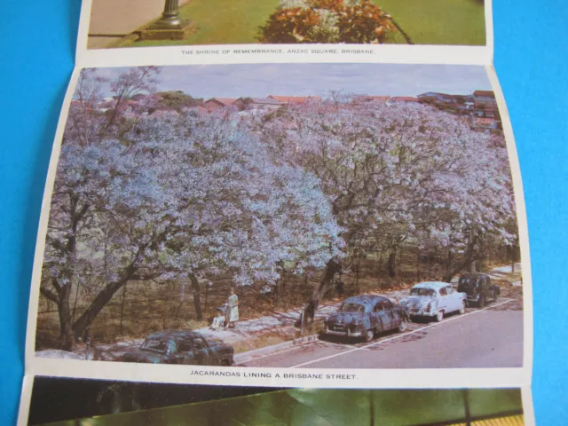 Queensland Beautiful Brisbane Souvenir Foldout Views Postcard Cars etc