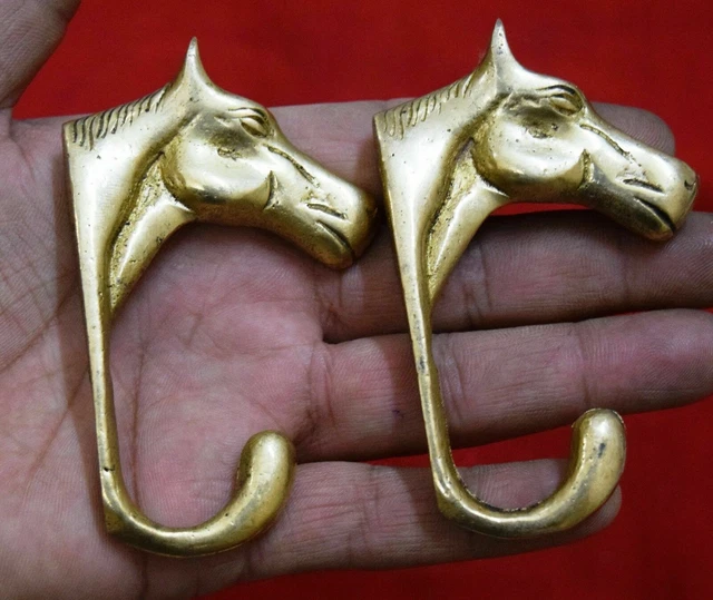 Brass Cloth Hanger Set Of Two Piece Horse Golden Design Towel Coat Hook MJ151