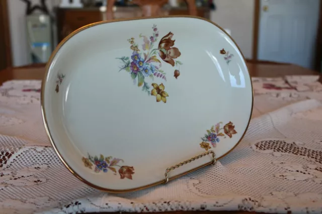 Kjobenhavns KPM Porcelain Rosenborg Pattern Floral Design Gold Trim Platter 2