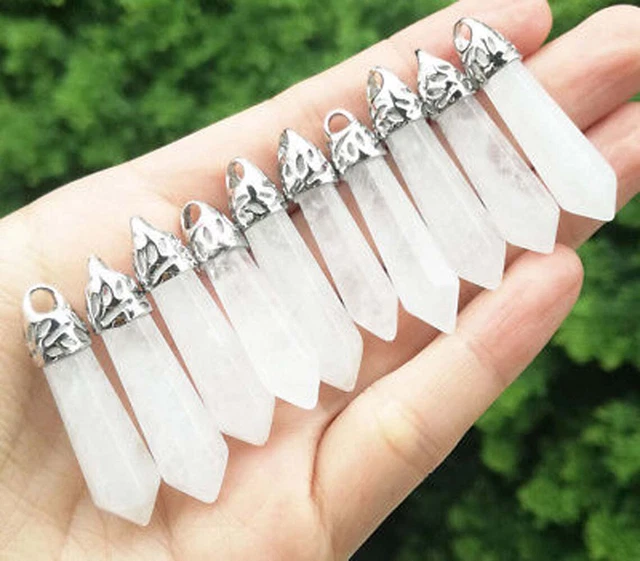 10pcs Rock Quartz Stone Pendants Pendant Hexagon Point bead Crystal Chakra