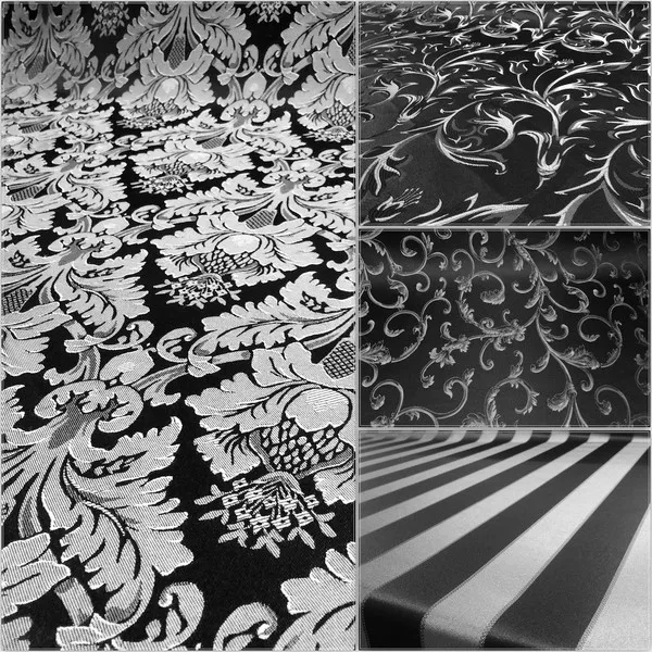 Black/Silver Damask Jacquard Brocade Fabric 118" By the Yard Many Design