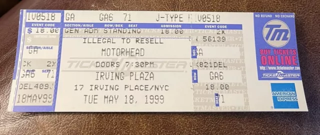 Motörhead/Hatebreed/Skarhead Rare Unused Concert Ticket New York, Ny 05/18/1999