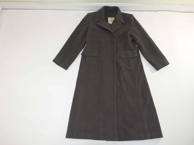Andrea Collection Women's Overcoat Size 12 Gray 100% Wool Double Breasted Coat