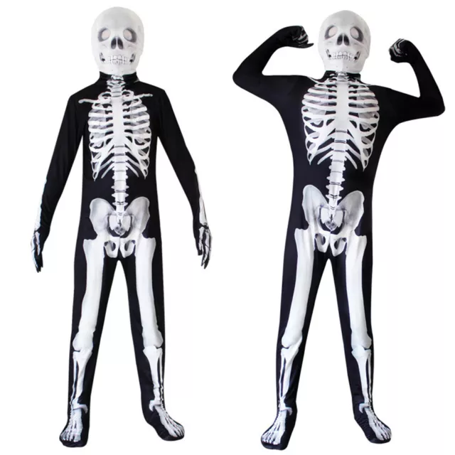 Boy Girl Halloween Skull Skeleton Party Costume Romper Bodysuit Kid Outfit Set