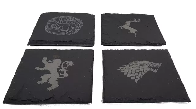 Game of Thrones Inspired Engraved House Sigils - Slate Coasters - Pack of 4