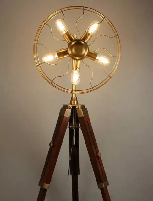 Antique tripod fan 5 light floor lamp trendy looks floor tripod with bulb stand