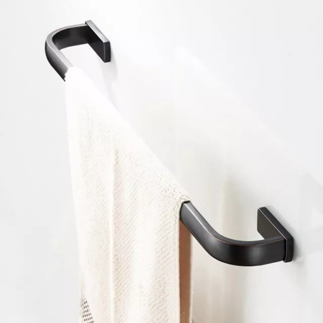 Black Brass Square Wall Mounted Bathroom Single Towel Bar Rail Holder fba201