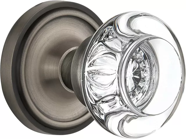Nostalgic Warehouse Classic Rosette with Round Clear Crystal Glass Knob Privacy
