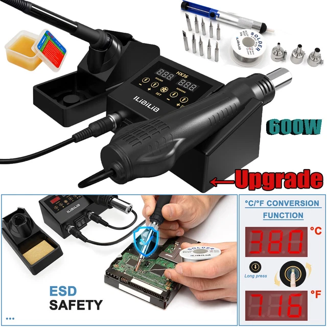 Kit Fer à Souder 80W LCD Numérique – 12 En 1 Avec 5 Pannes, Pompe à Dessouder, Température 180-480°C Réglable