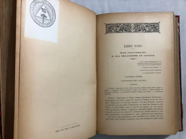 Antico Libro I Monaci d'Occidente 1894 Ex libris Massoneria
