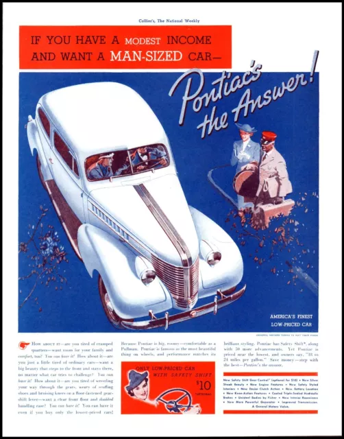 1936 Pontiac man-sized car woman chauffeur automobile vintage art Print Ad ADL17