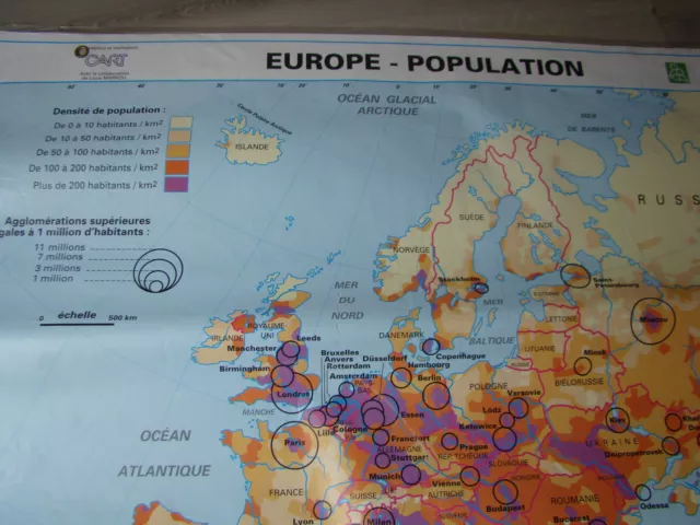 carte scolaire ecole murale EUROPE population economique MARROU  MDI 1996 2